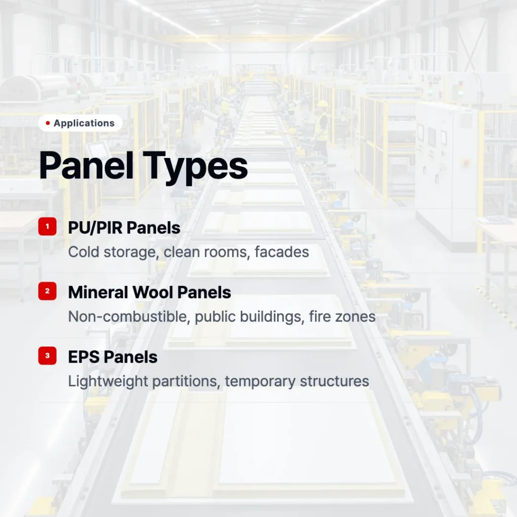 Continuous sandwich panel production lines type