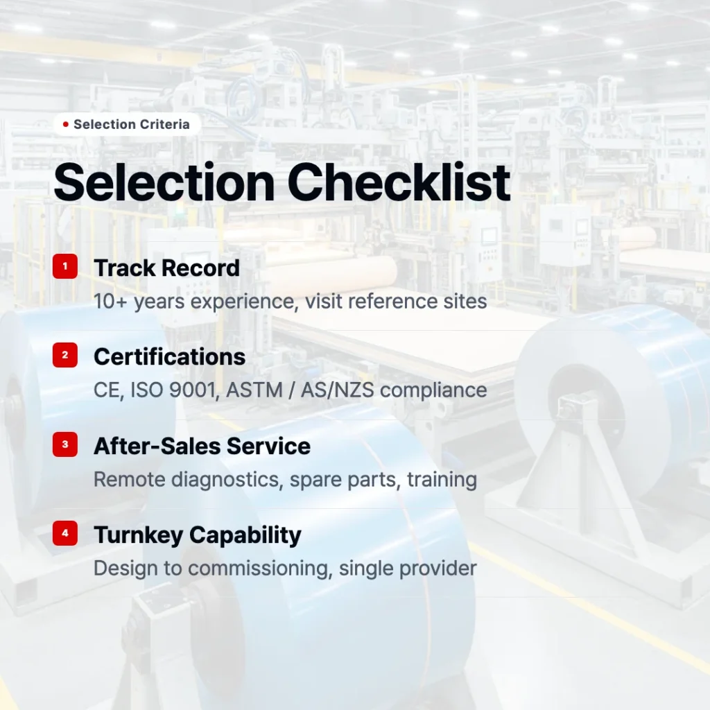 sandwich panel line selection checklist