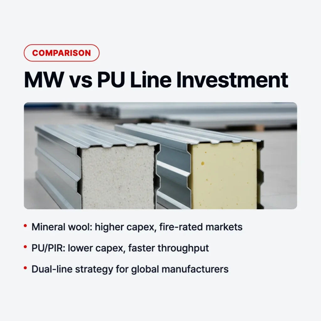 Mineral wool vs PU panel line investment comparison cardnews