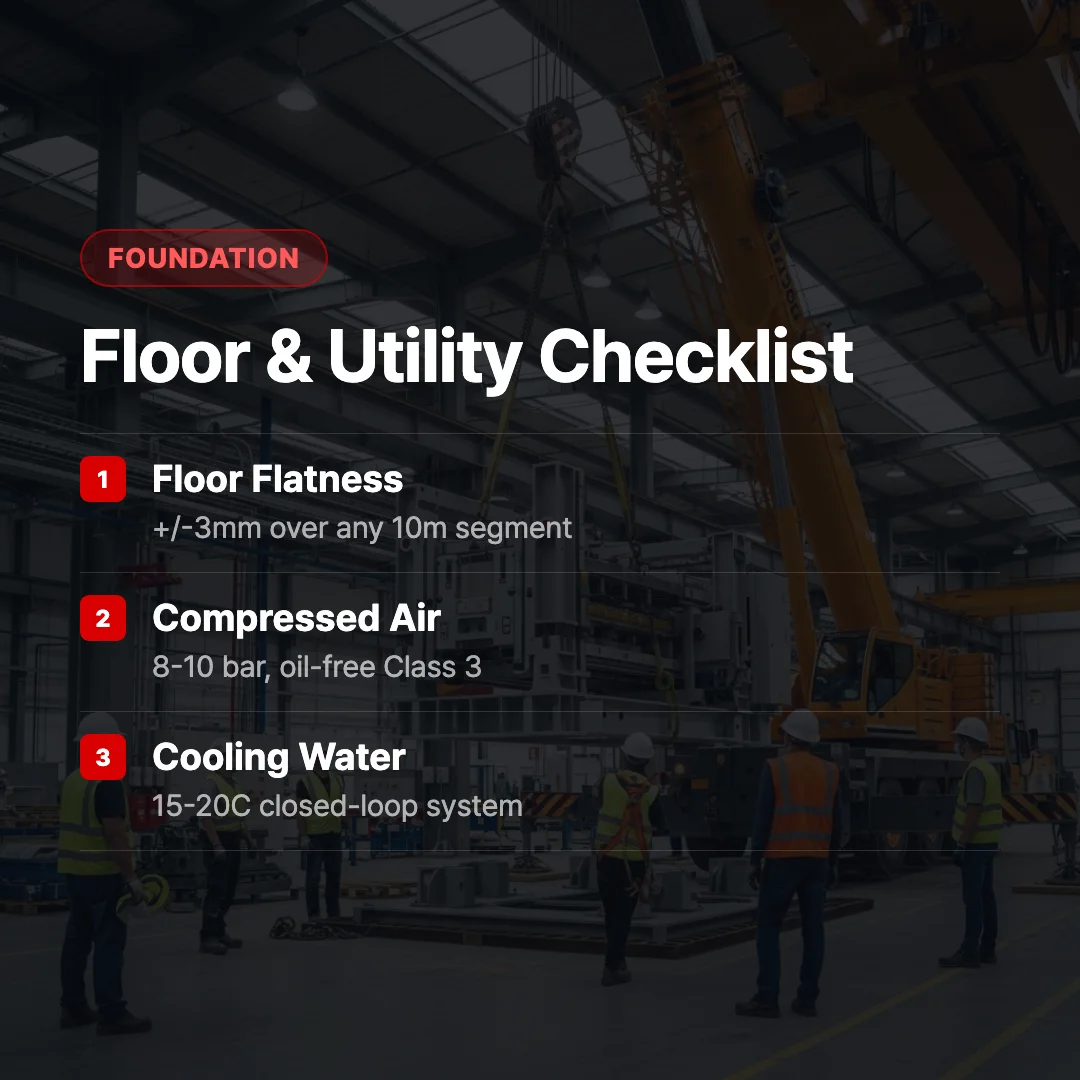 Sandwich panel line floor and utility checklist