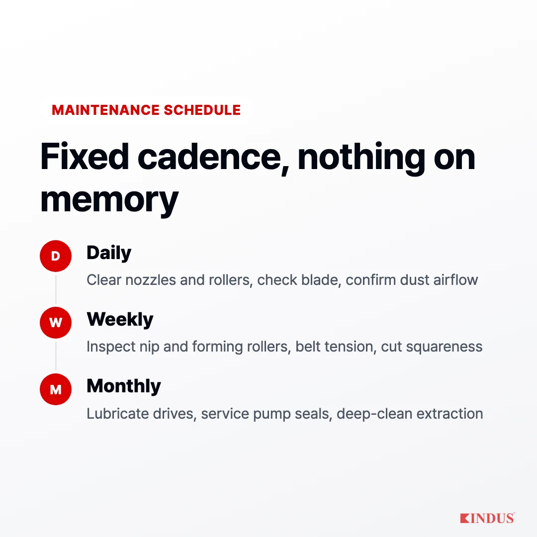 Daily to monthly maintenance schedule